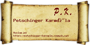 Petschinger Karméla névjegykártya